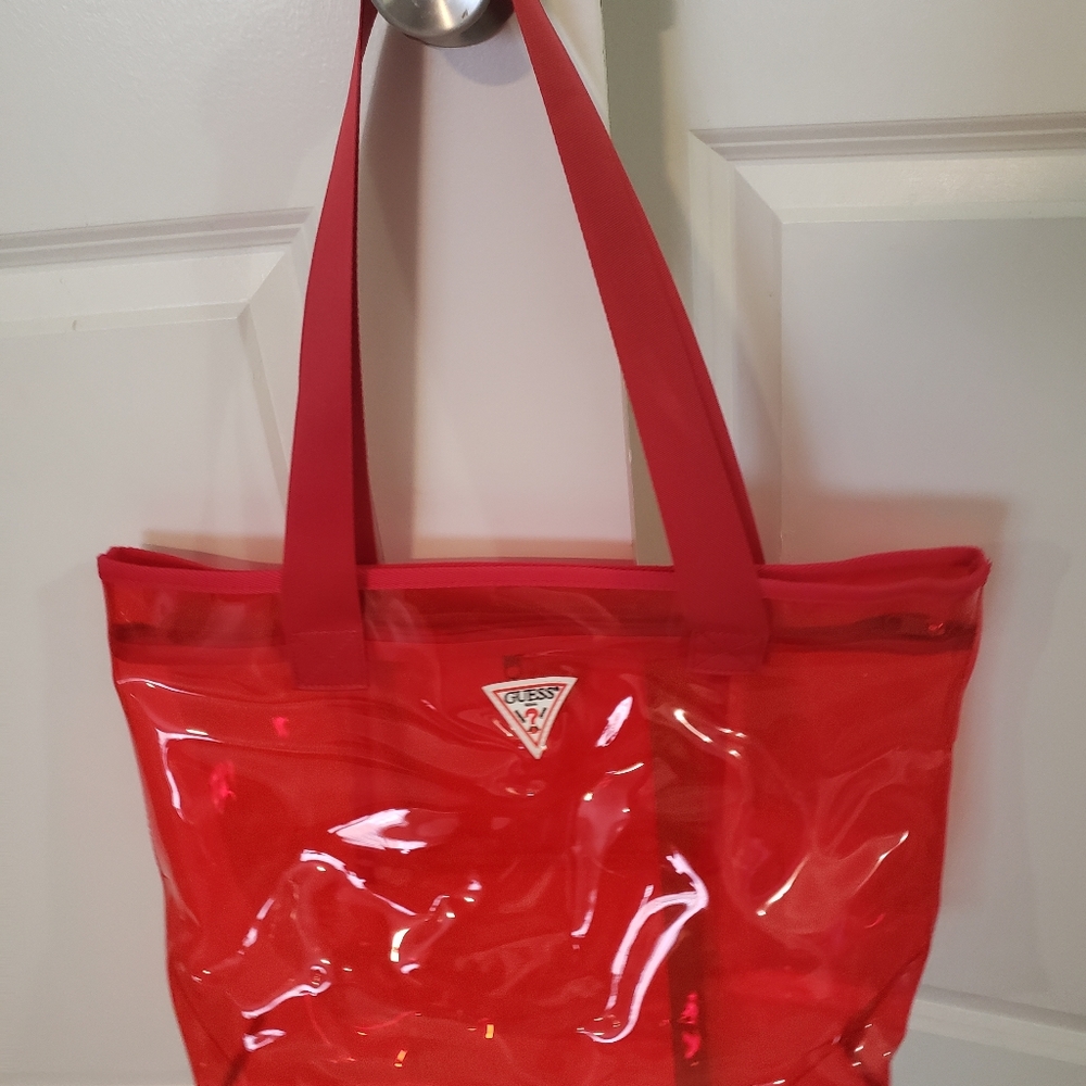 Red plastic guess bag